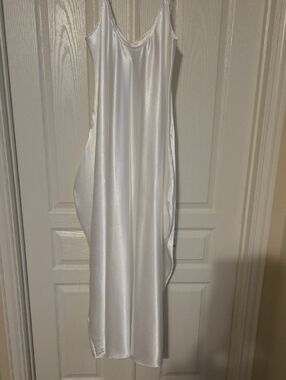 AKIRA White Satin Slip Dress